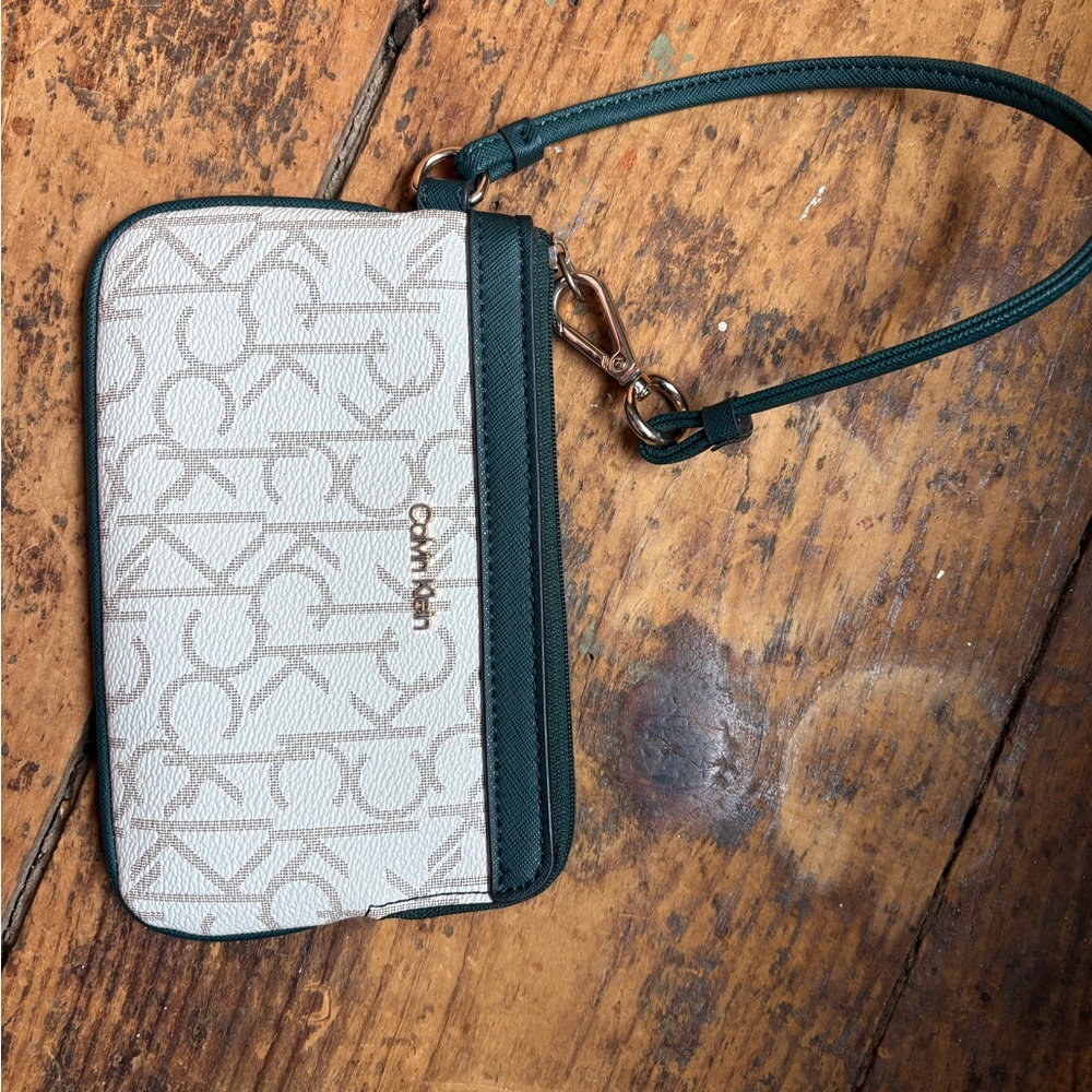Calvin Klein Beige Logo Wristlet